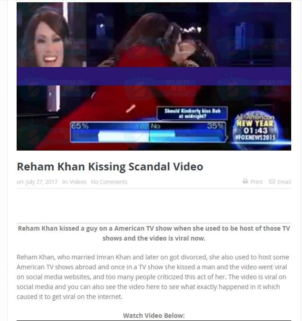 वीडियो में दावा किया जा रहा है कि रेहम खान ने एक अमेरिकी टीवी शो के दौरान एक शख्स को किस कर लिया.
