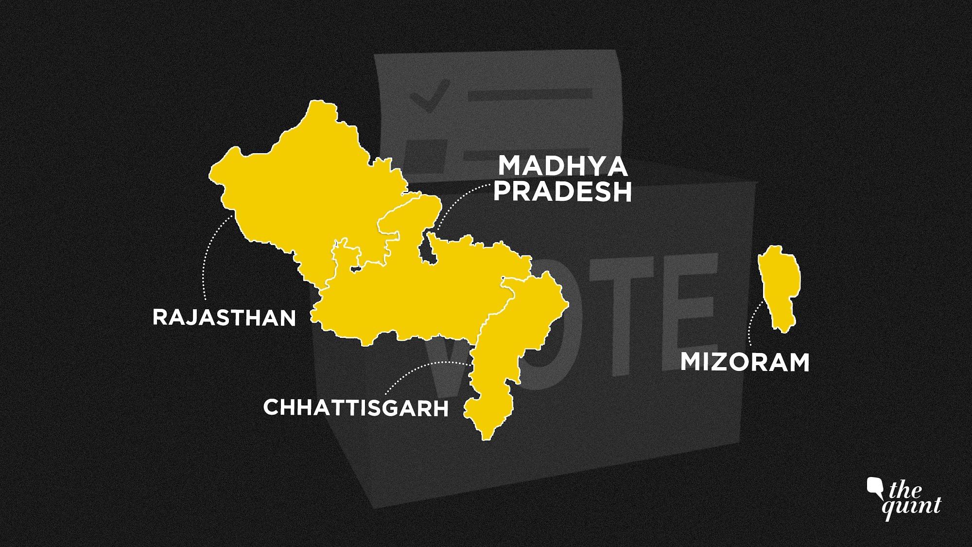 राजस्थान, मध्यप्रदेश, छत्तीसगढ़, मिजोरम और तेलंगाना में होने हैं चुनाव