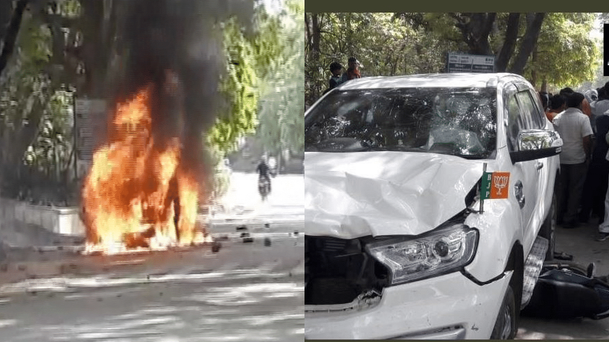 BHU कैंपस में ‘बीजेपी नेता’ की कार से हादसा, छात्रों ने जलाई गाड़ी