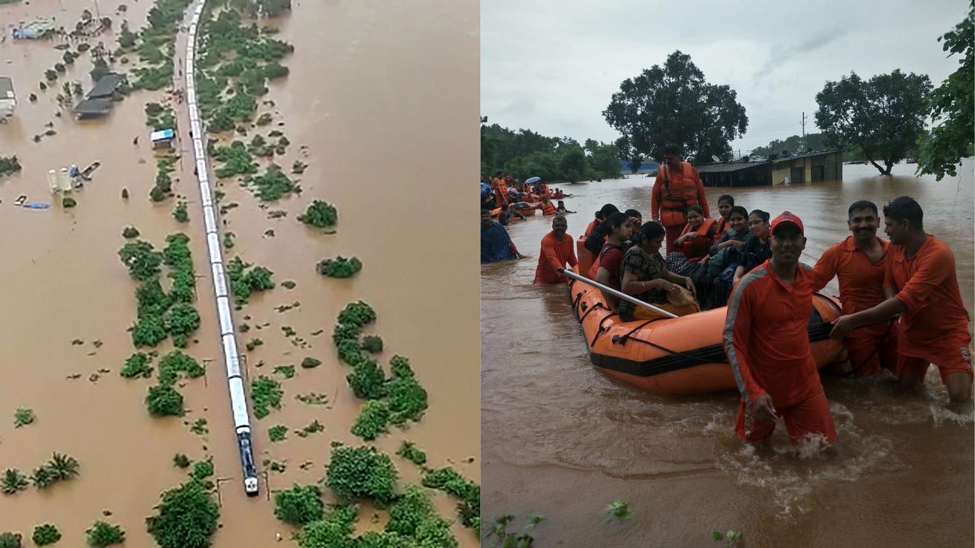 बाढ़ के पानी में करीब 18 घंटे तक महालक्ष्मी एक्सप्रेस ट्रेन फंसी रही. &nbsp;