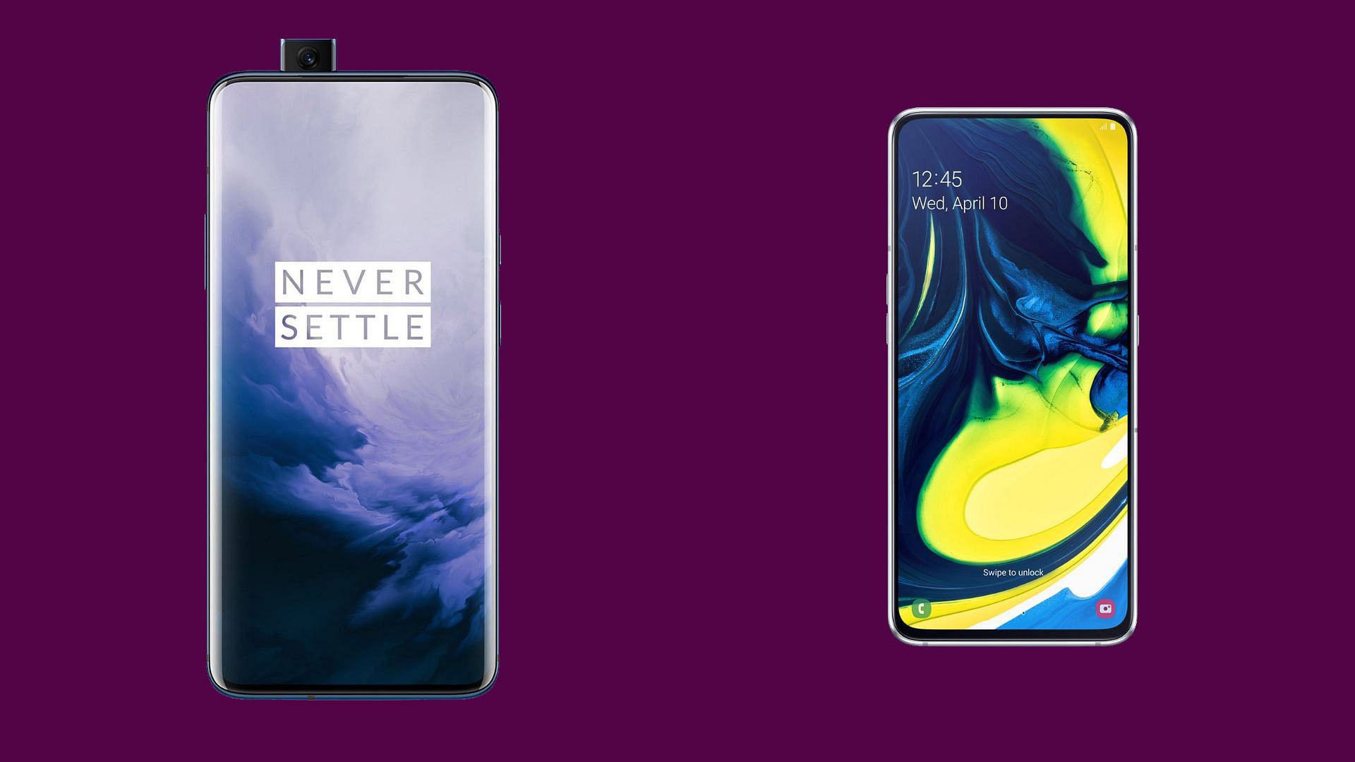 OnePlus 7 Pro (left) and Samsung Galaxy A80 (right)