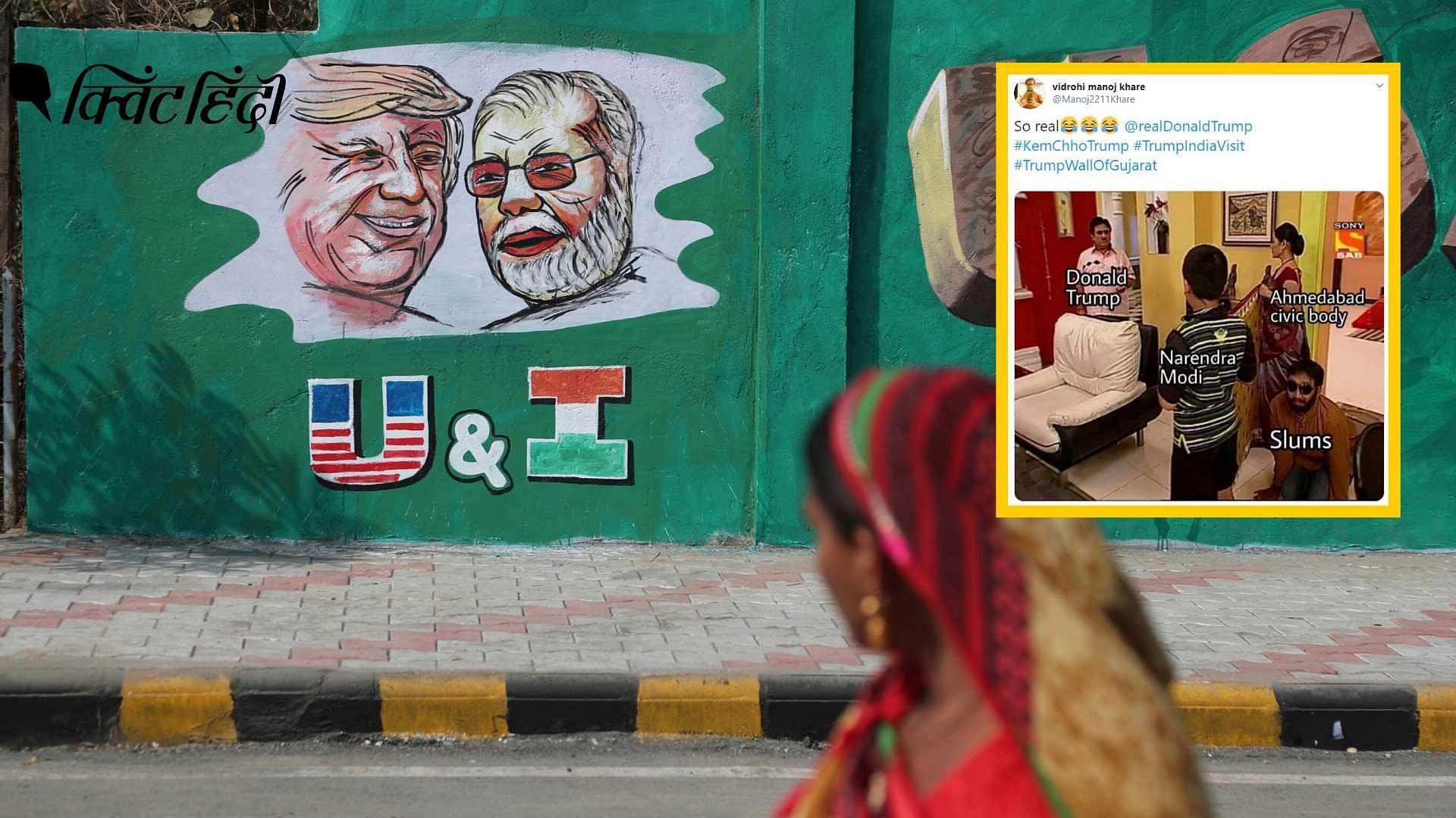 अहमदाबाद में झुग्गियों को छिपाने के लिए बनाई जा रही है दीवार