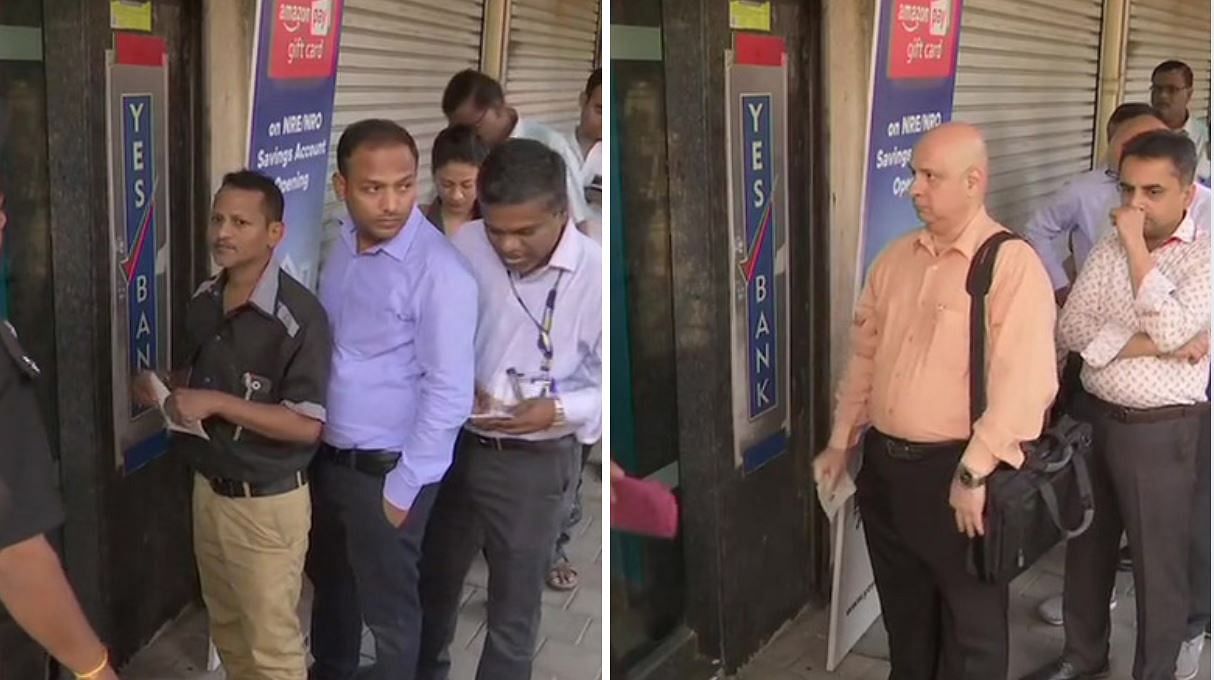 मुंबई: यस बैंक की फोर्ट ब्रांच के बाहर लोगों की लाइनें