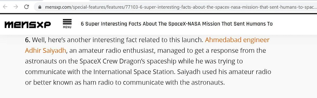 अधीर सैयद नाम के शख्स ने दावा किया था कि स्पेसक्राफ्ट क्रू ड्रैगन के क्रू ने इस महीने उससे बात की थी.