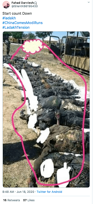 सैनिकों के मृत शरीरों वाली एक फोटो गलत दावे के साथ शेयर की जा रही है