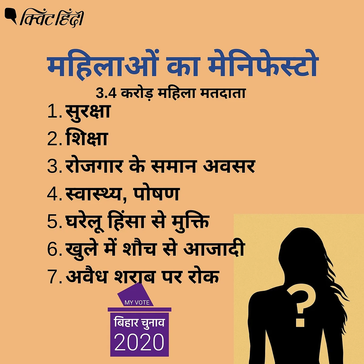 बिहार चुनाव 2020 के लिए महिलाओं का मेनिफेस्टो - 7 बड़ी मांग