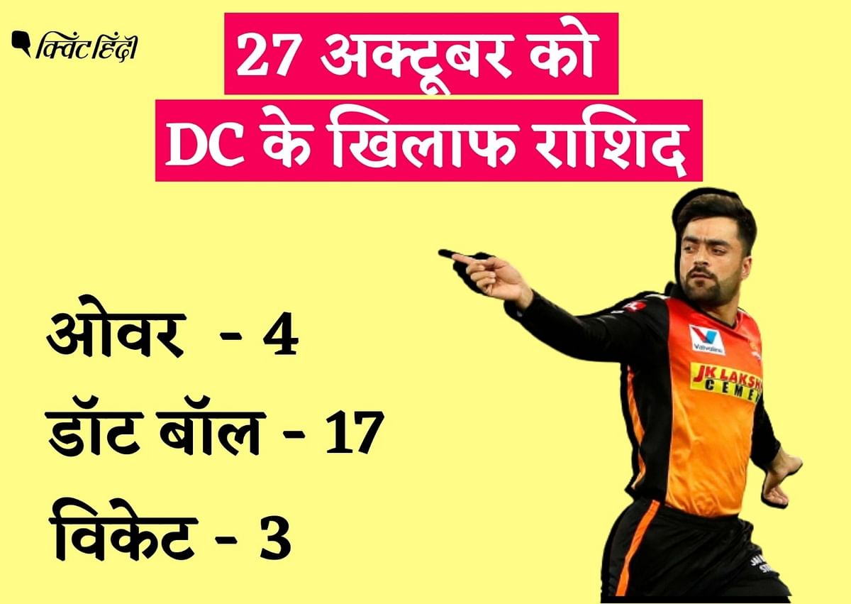 दिल्ली कैपिटल्स के खिलाफ राशिद ने इस सीजन का सबसे किफायती गेंदबाजी का नजारा पेश किया