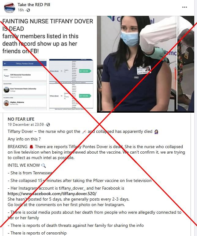 एक पोस्ट वायरल हो गया है,जिसमें दावा किया जा रहा है कि अमेरिका में फाइजर की वैक्सीन लेने वाली एक नर्स की मौत हो गई.