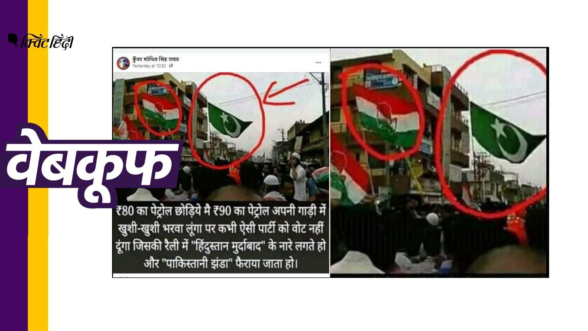 दावा किया जा रहा है कि कांग्रेस की रैली में पाकिस्तानी झंडे लहराए गए
