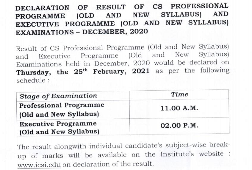 ICSI CS Result 2021: CS प्रोफेशनल और एग्जीक्यूटिव का रिजल्ट इस दिन होगा जारी&nbsp;