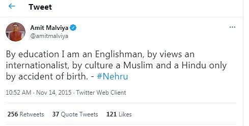 नेहरू ने ऐसा कभी नहीं कहा कि वो दुर्भाग्य से हिंदू हैं. ये बात हिंदू सभा के अध्यक्ष एन बी खरे ने बोली थी.