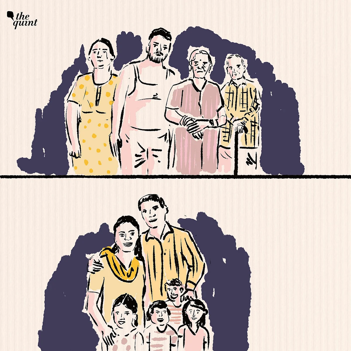 <div class="paragraphs"><p>ऊपर मयंक और उनका परिवार है, उनके 70 वर्षीय पिता जो पोलियो से पीड़ित हैं, उनकी 62 वर्षीय मां जिन्हें घुटने की समस्या है और उनकी 39 वर्षीय पत्नी रजनी हैं. नीचे 41 वर्षीय संतोष और उनकी पत्नी सुनीता और उनके बच्चे हैं. तीन लड़कियां और एक लड़का</p></div>