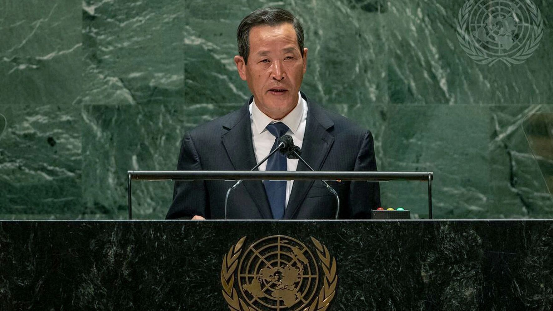 <div class="paragraphs"><p>UN में उत्तर कोरिया के प्रतिनिधि,&nbsp;Kim Song, 27 सितंबर 2021</p></div>