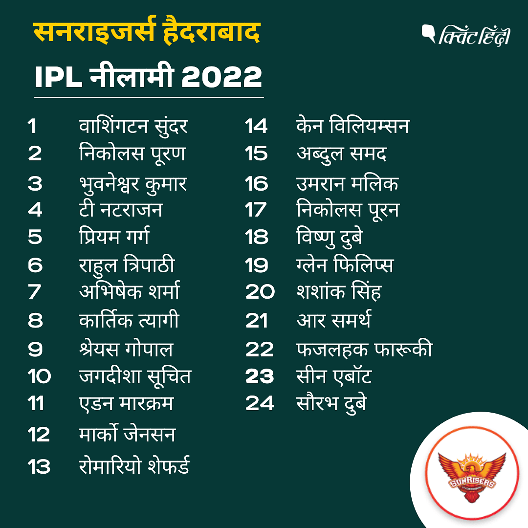 IPL Auction 2022: वाशिंगटन सुंदर नीलामी में सनराइजर्स हैदराबाद की पहले पसंद थे जिन्हें 8.75 करोड़ रुपये में खरीदा