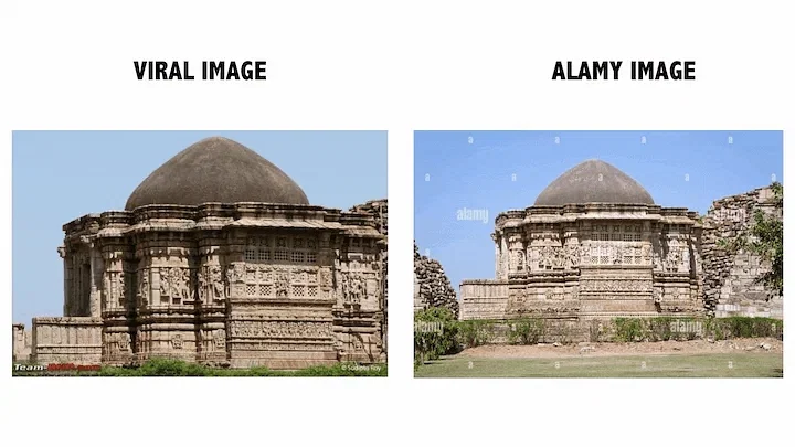 फोटो इस दावे से शेयर की जा रही है कि मुगलों ने इस मंदिर को मस्जिद में बदल दिया था.