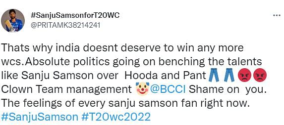 ICC Men T20 World Cup 2022: सोशल मीडिया पर संजू सैमसन का चयन न होने पर उनके फैंस सवाल उठा रहे हैं.