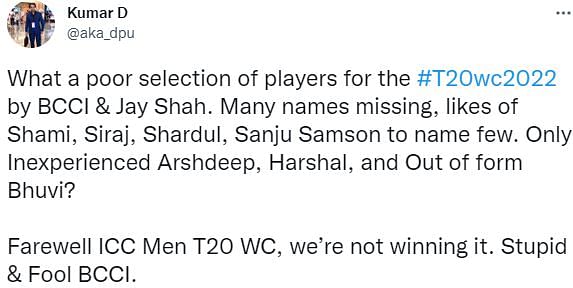 ICC Men T20 World Cup 2022: सोशल मीडिया पर संजू सैमसन का चयन न होने पर उनके फैंस सवाल उठा रहे हैं.
