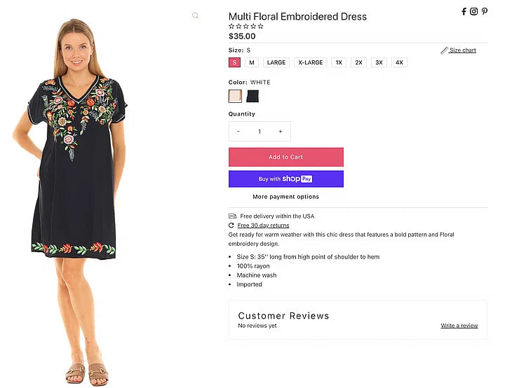 अमेरिकी वेबसाइट से महिलाओं की ड्रेस की फोटो को एडिट कर उसे पीएम मोदी की कॉस्ट्यूम जैसा दिखाया गया है