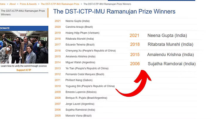 रामानुजन पुरस्कार जीतने वाली पहली भारतीय महिला सुजाथा रामदोरई थीं, नीना गुप्ता दूसरी हैं. 
