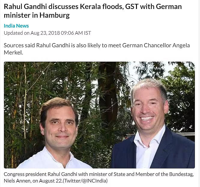 Rahul Gandhi के साथ फोटो में Nathan Anderson नहीं, जर्मनी के एक मंत्री Niels Annen हैं.
