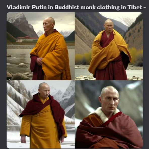 <div class="paragraphs"><p>इन्हें 'Putin dressed as monk in Tibet' कमांड की मदद से बनाया गया है.</p></div>