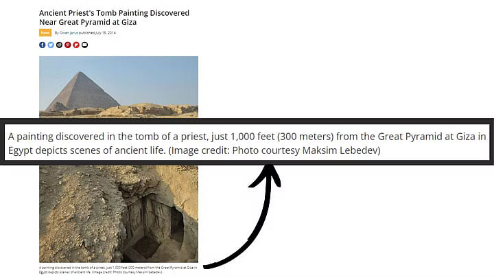 वायरल फोटो 2012 की है. तब मिस्र के गीजा में एक पुजारी के मकबरे में प्राचीन वॉल पेंटिंग खोजी गई थी.