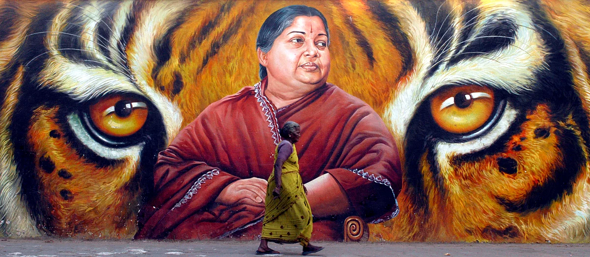 Wall art depicting Chief Minister J Jayalalithaa in Tamil Nadu. (Photo: Reuters)