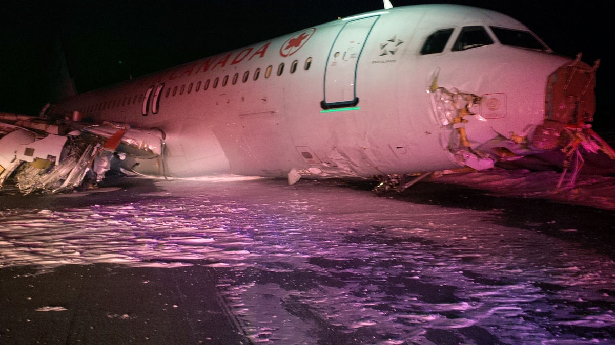 An Air Canada plane made an “abrupt” landing and skidded off the runway at the Halifax airport in bad weather.