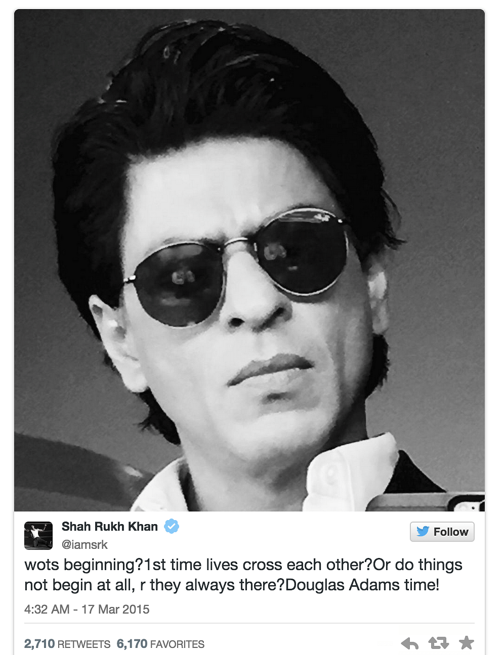 SRK has been active on Twitter even while he’s busy shooting for ‘Fan’ in Croatia. A look at what’s on the star’s mind from his tweets.