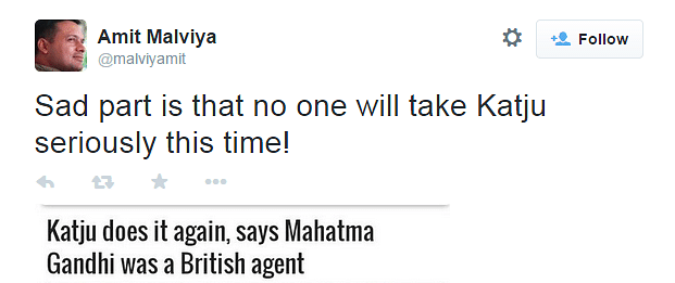 
















 Markandey Katju’s theories just got wilder. He now calls Gandhi a British agent who did great
harm to India. Read more.