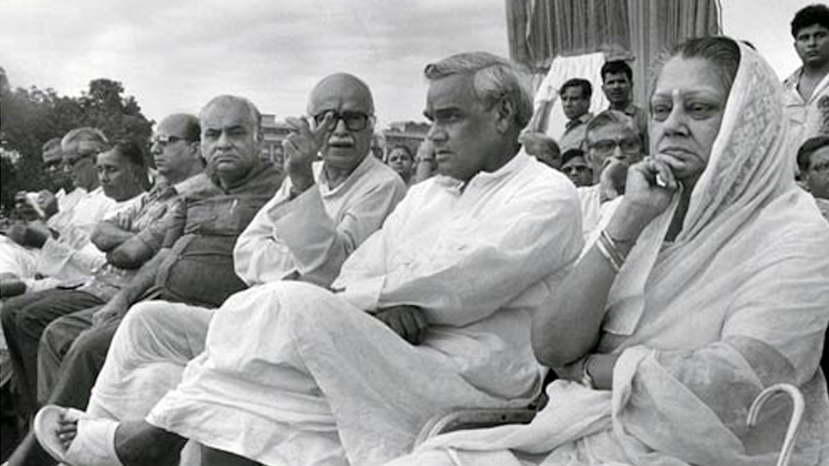 An old picture of Vajpayee with his BJP colleagues LK Advani and Madan Lal Khurana.&nbsp;