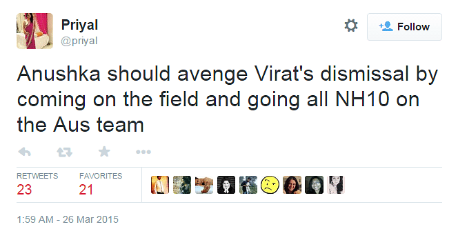 When Virat Kohli got out for a single run at the India-Australia semi-final, Twitterverse erupted. By blaming Anushka Sharma! 