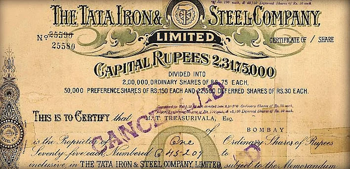 First Share Certificate of TISCO. 