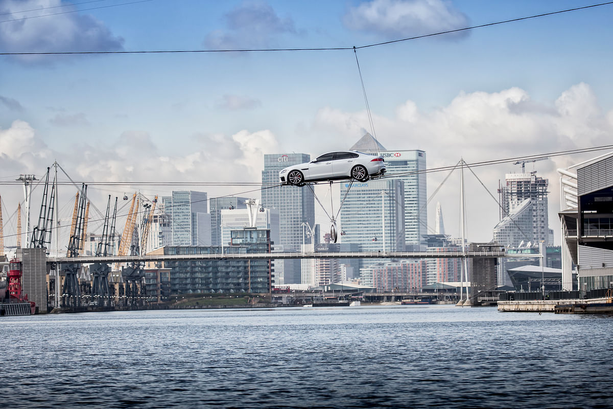 See the all-new Jaguar XF launch with a dramatic stunt in London on Tuesday 