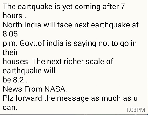 Message received on WhatsApp