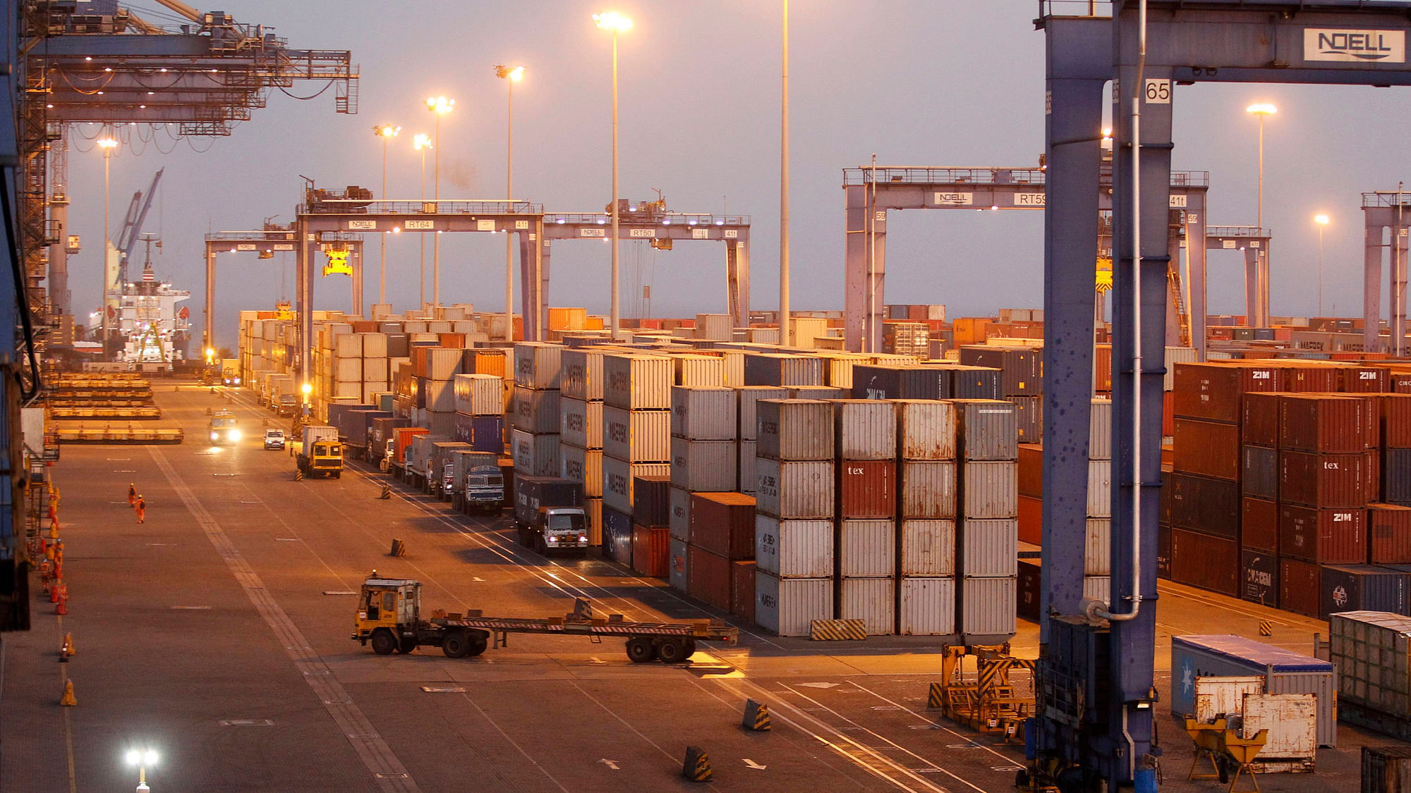 A general view of a container terminal is seen at Mundra Port in the western Indian state of Gujarat.