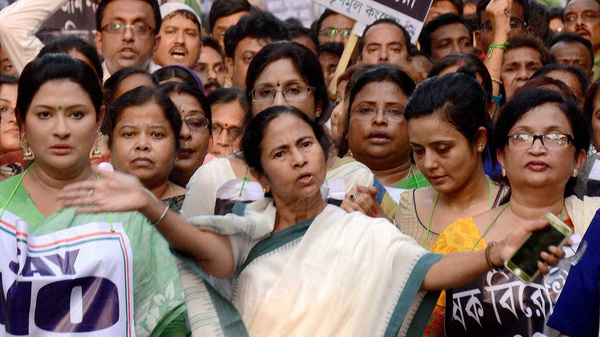 West Bengal Chief Minister Mamata Banerjee at a protest rally in Kolkata. (Photo: PTI)