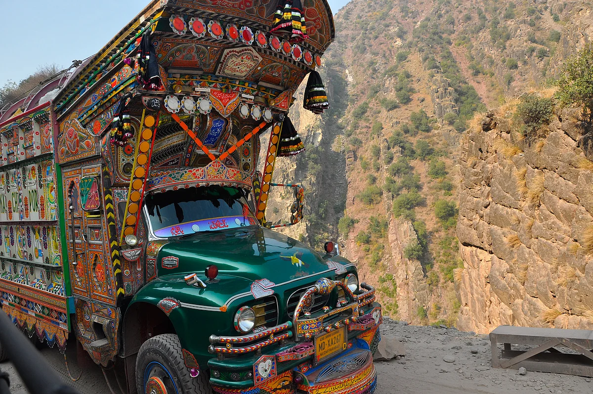 These colourful trucks are mostly hand painted. (Photo: Aabid Shafi/The Quint)