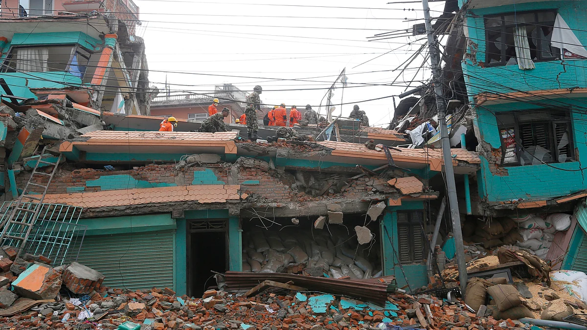 Collapsed Sitapyla church in Kathmandu, Nepal. (Photo: AP)