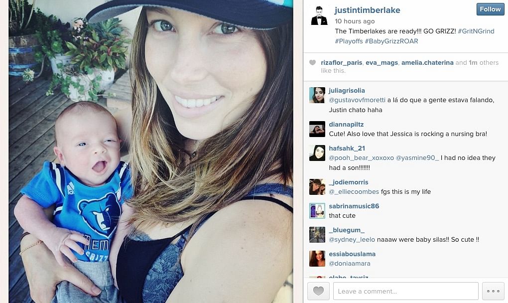

















 Singer Justin Timberlake shared the first
photo of his one-week-old son Silas.