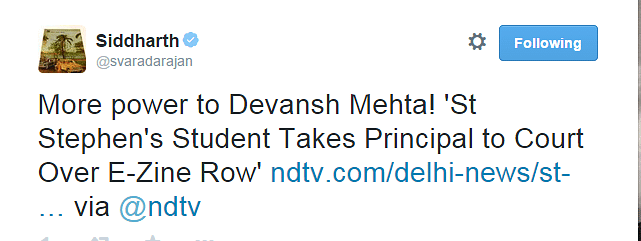 Suspended St Stephen’s student moves Delhi High Court seeking a stay on his suspension by Principal Valson Thampu.  