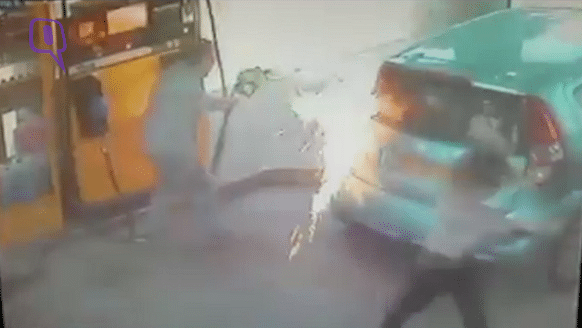 Viral Video: Woman Sets Car on Fire at a Petrol Pump