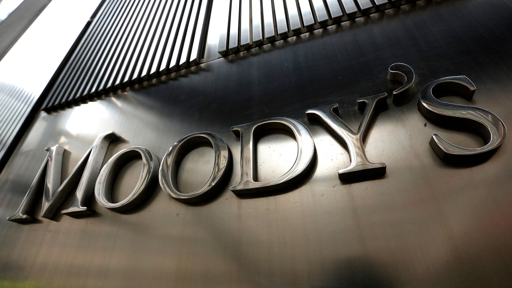 A Moody’s sign is displayed on 7 World Trade Center, the company’s corporate headquarters in New York.&nbsp;