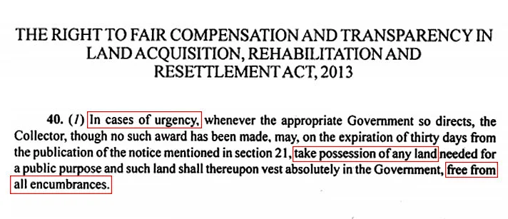 Section 40 of the UPA’s Land Bill allows the government sweeping powers to acquire land, SIA notwithstanding