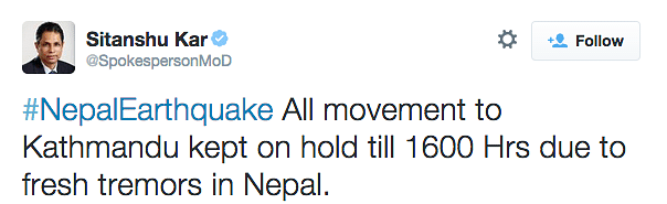 A strong earthquake aftershock struck India and Nepal on Sunday, triggering an avalanche in the Himalayas.