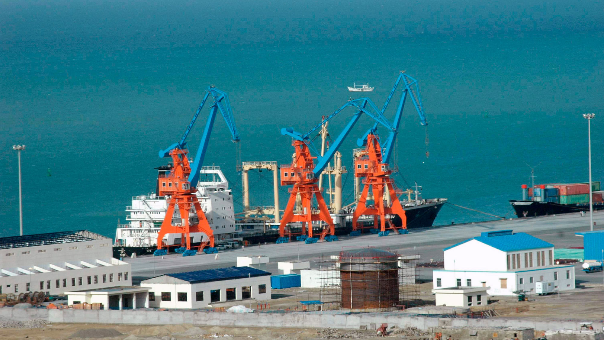 A ship is seen anchored at Pakistan’s Gwadar deep-sea port on the Arabian Sea.&nbsp;