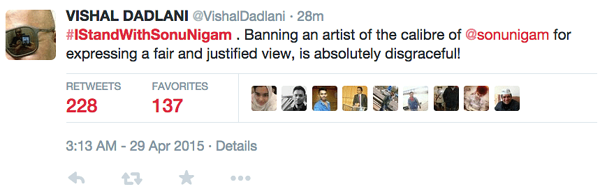 Zee music bans Sonu Nigam. Singer gets support from twitteratti #IStandWithSonuNigam. 