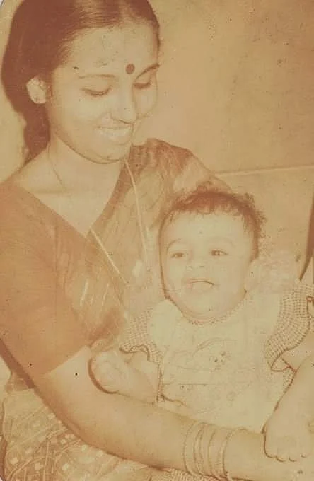 Harish Iyer as a baby with mother Padma Iyer