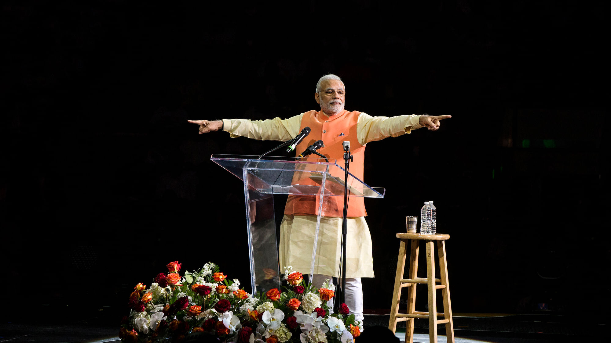 Prime Minister Narendra Modi gestures while speaking at Madison Square Garden in New York, during a visit to the United States, September 28, 2014. (Photo: Reuters)