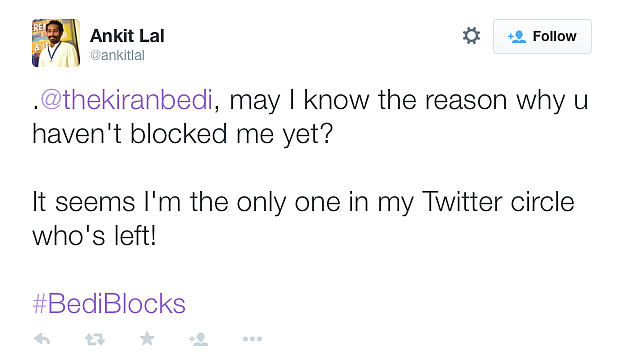 Oops! Kiran Bedi Did it Again. Tweeple Get #BediBlocks Trending